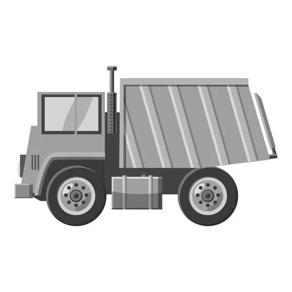 Icono de camión volquete, gris estilo monocromo — Vector de stock
