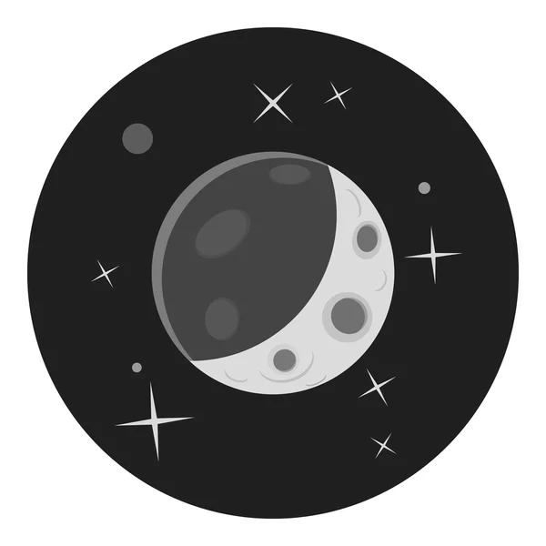 Planeta en el espacio icono, gris estilo monocromo — Vector de stock