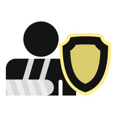 Kırık kol ve kalkan simgesi, düz stil