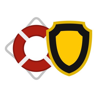 Lifebuoy ve kalkan simgesi, düz stil