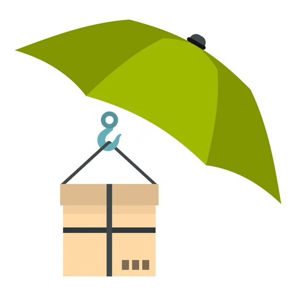 Paraguas y caja icono, estilo plano — Archivo Imágenes Vectoriales