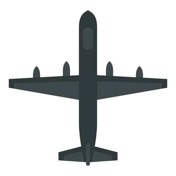 Large aircraft with missiles icon, flat style — Stock Vector