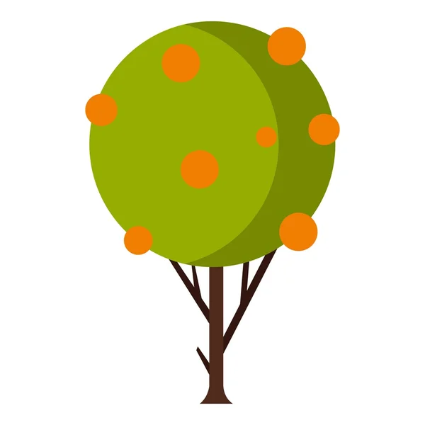 Árbol con icono de fruta, estilo plano — Vector de stock