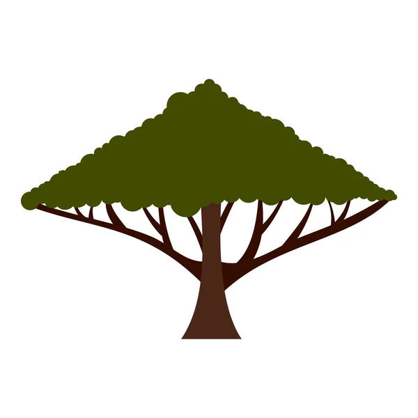 Pohon dengan ikon mahkota besar, gaya datar - Stok Vektor