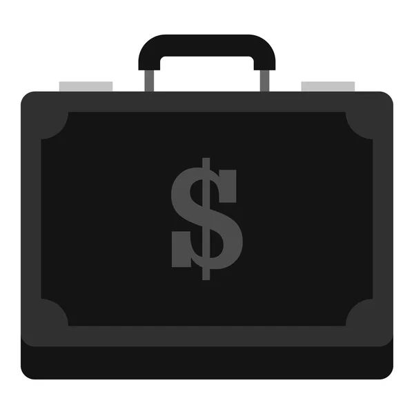 Koffertje vol geld pictogram, vlakke stijl — Stockvector