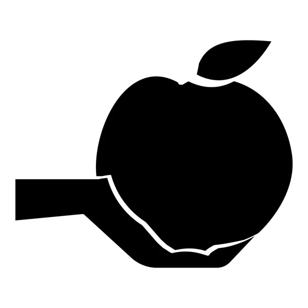 Рука тримає піктограму яблука, простий стиль — стоковий вектор