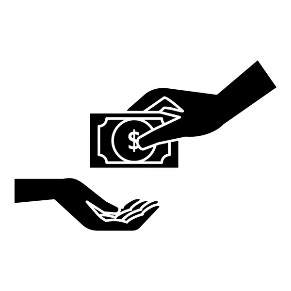 Mâna dă pictograma banilor, stil simplu — Vector de stoc