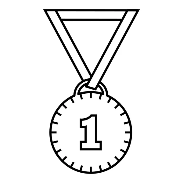 Médaille pour l'icône de la première place, style contour — Image vectorielle