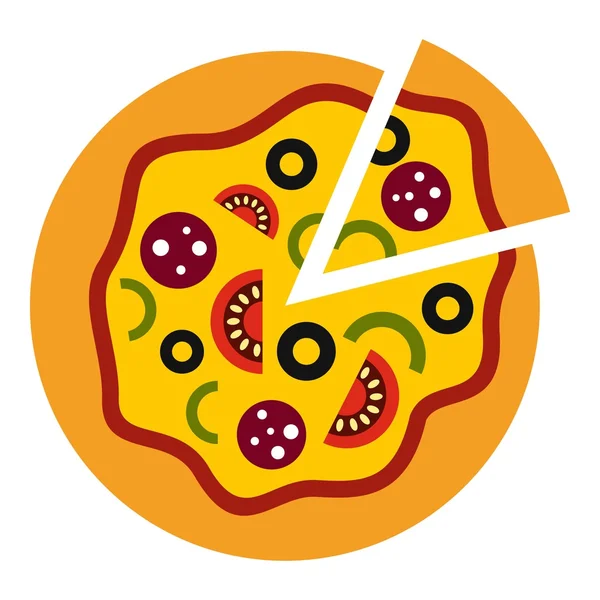 Pizza simgesi, düz stil — Stok Vektör