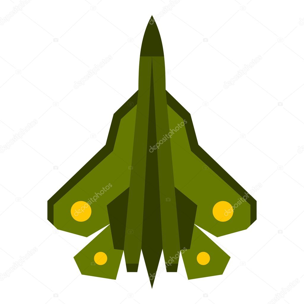 Military fighter icon, flat style