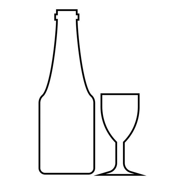 Wine and glass icon, outline style — Stock Vector