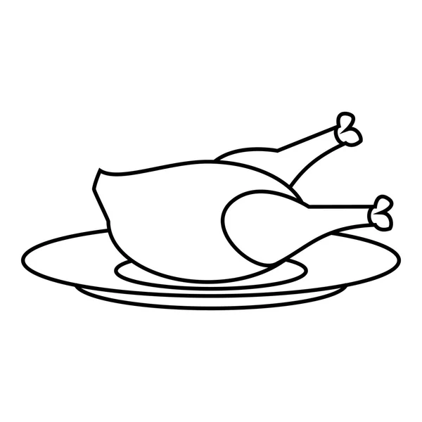 Icona di pollo fritto, stile contorno — Vettoriale Stock