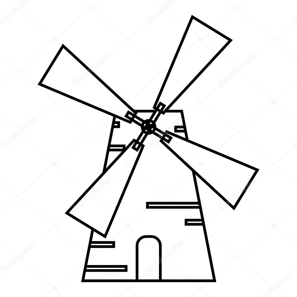 Mill icon, outline style