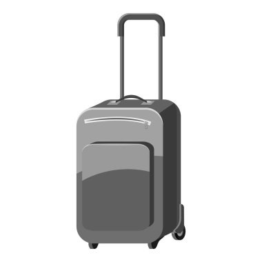 Bavul tekerlekleri simge, gri tek renkli stil üzerinde