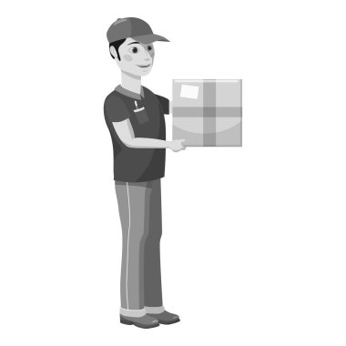 Kurye simge, gri tek renkli stil