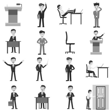 İşadamı çalışma eylem simgeler kümesi