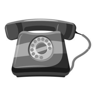 Retro telefon simgesi, gri tek renkli stil