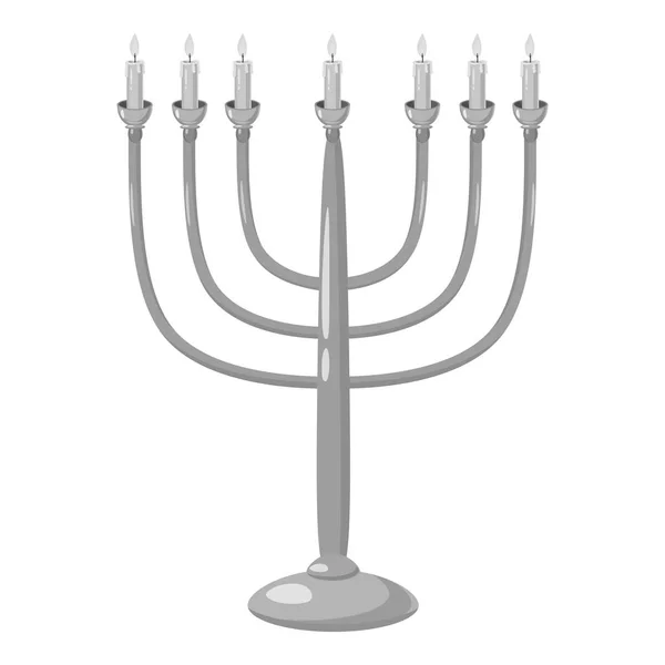 Menorah icon, gray monochrome style — Stock Vector