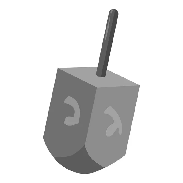 Dreidel for Hanukkah icon, gray monochrome style — Stock Vector