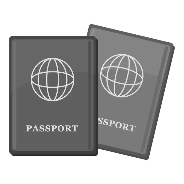 Icono de pasaporte, estilo monocromo gris — Vector de stock