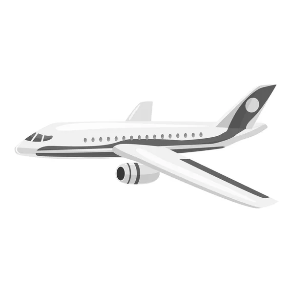 Flugzeug-Ikone, grauer monochromer Stil — Stockvektor