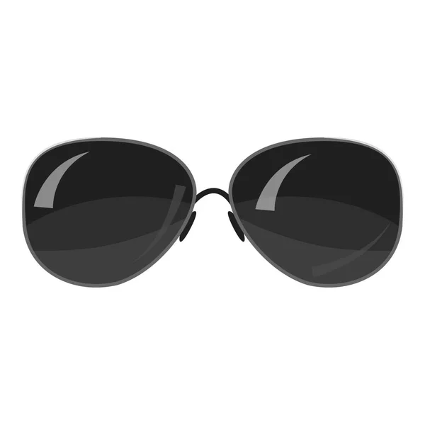 Icono de gafas de sol negras, estilo monocromo gris — Vector de stock