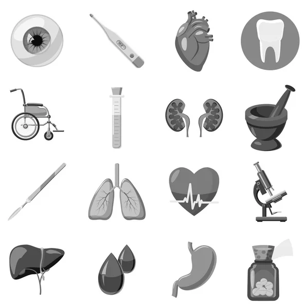 Conjunto de iconos de órganos humanos y equipos médicos — Archivo Imágenes Vectoriales