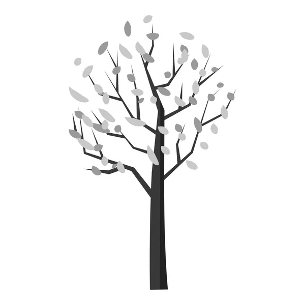 Podzimní strom ikonu, šedé jednobarevné styl — Stockový vektor