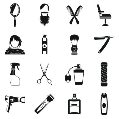 Kuaförlük Icons set, basit tarzı