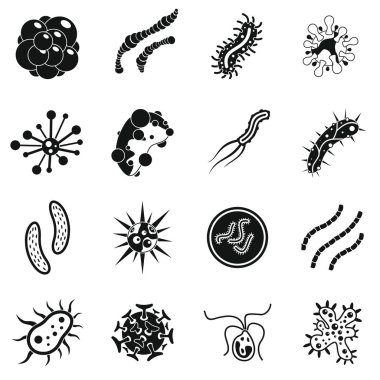 Virus bacteria icons set, simple style clipart