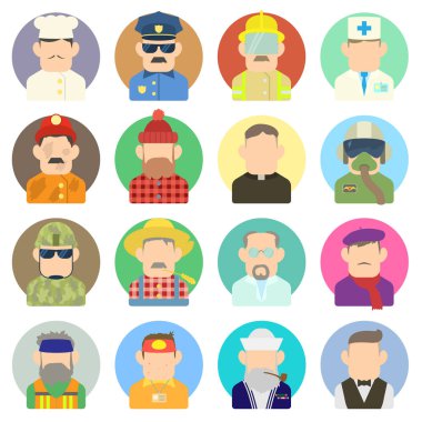 Meslek Icons set, düz stil