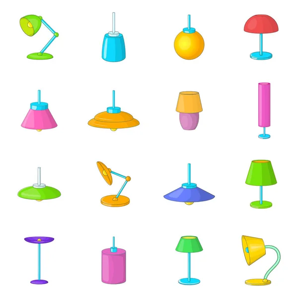 Conjunto de iconos de lámpara, estilo de dibujos animados — Vector de stock