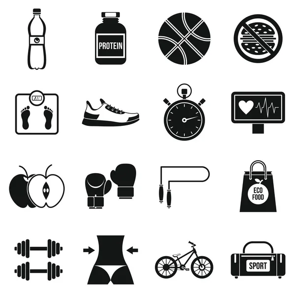 Conjunto de iconos de vida saludable, estilo simple — Vector de stock