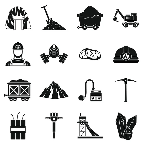 Conjunto de iconos minero, estilo simple — Vector de stock