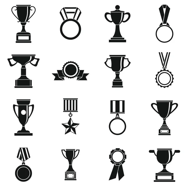 Trophy icons set, siple style — Stock Vector