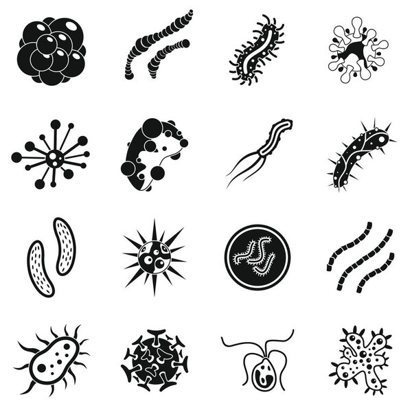 Virus bacteria icons set, simple style