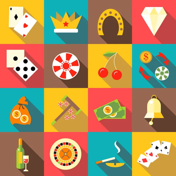 Casino icons set, flat style