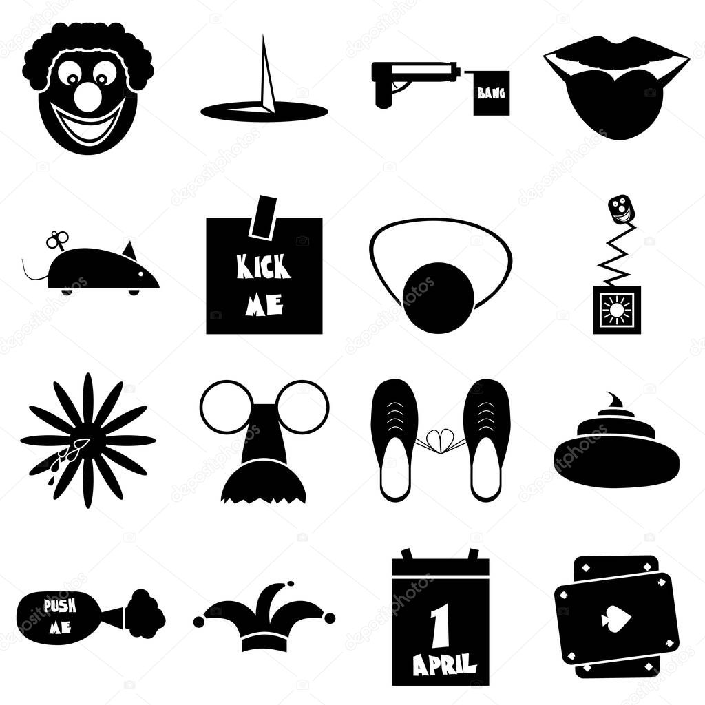 April fools day icons set, simple style