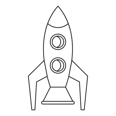 Retro roket simgesi, anahat stili