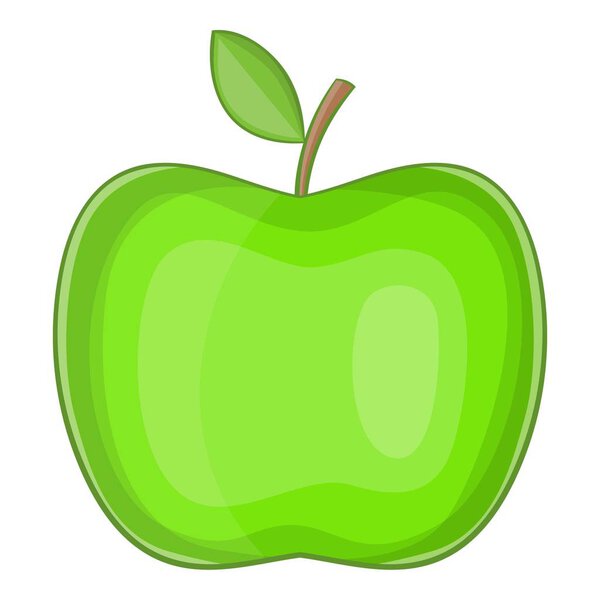 Big green apple icon, cartoon style