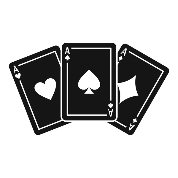 Ícone de cartas de jogo de três ases, estilo simples — Vetor de Stock