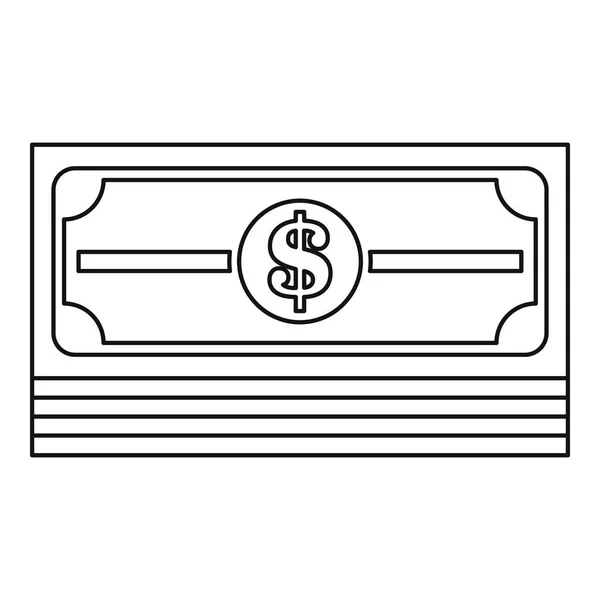 Money stack icon, outline style — Stock Vector