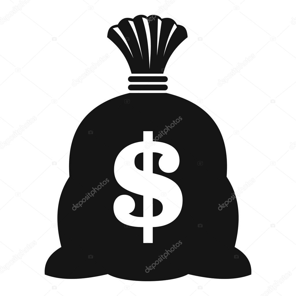 Money bag with US dollar sign icon, simple style