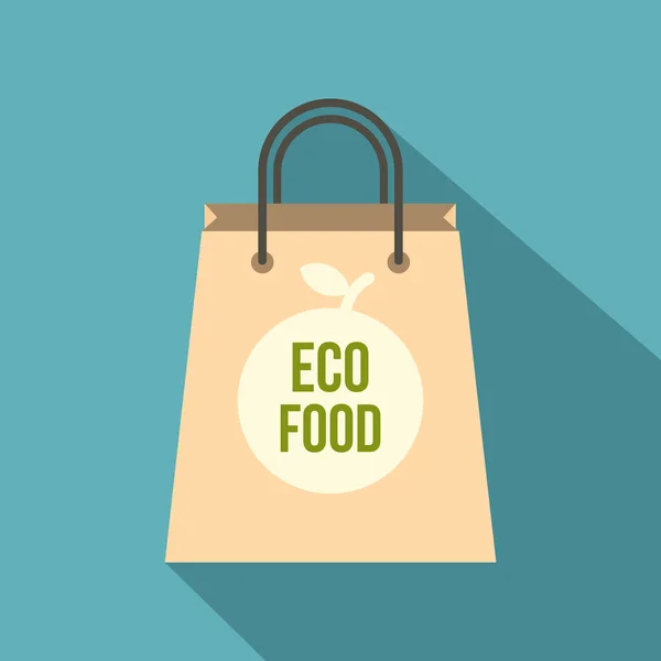 Eco comida papel bolsa icono, estilo plano — Vector de stock