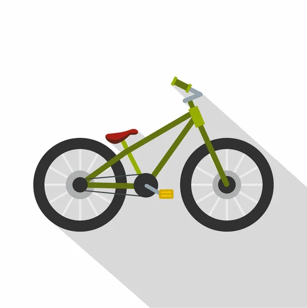 Green bike icon, flat style — Stock Vector