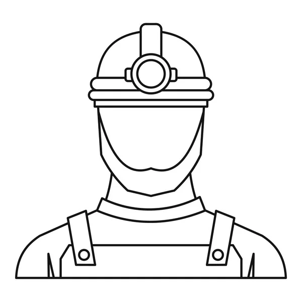 Hombre minero icono, estilo de esquema — Vector de stock