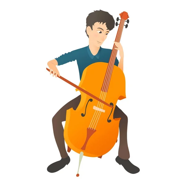 Ember játszik cselló ikonra, lapos stílusú — Stock Vector