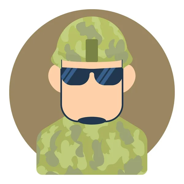 Avatar ícone soldado masculino, estilo plano — Vetor de Stock