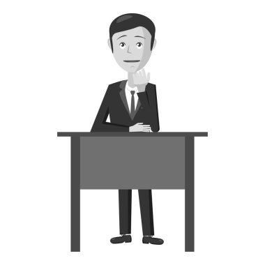 Tablo simge, gri tek renkli stil, işadamı