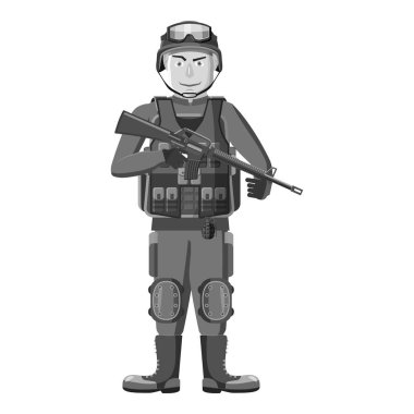 Asker silah simge, gri tek renkli stil ile